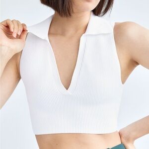 Sculpt knit polo crop top